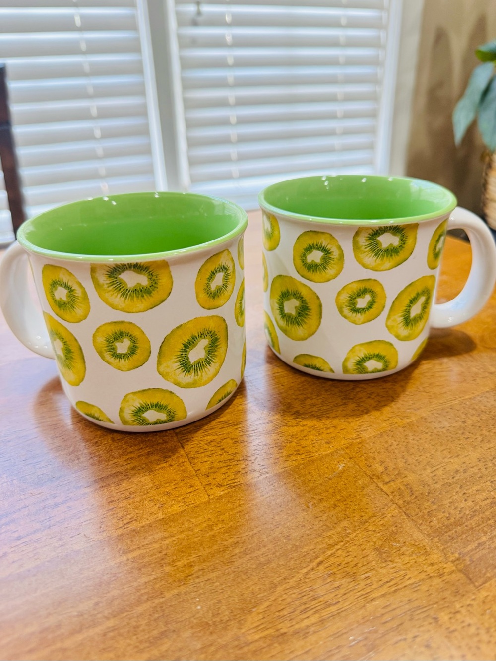 Pair of Kiwi 🥝 Printed Ceramic 16 oz. Coffee Mugs NEW